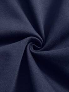 QUELARIE Sudadera holgada con cuello polo de media cremallera, estampado y cordón ajustable - Azul Marino - Ver 7