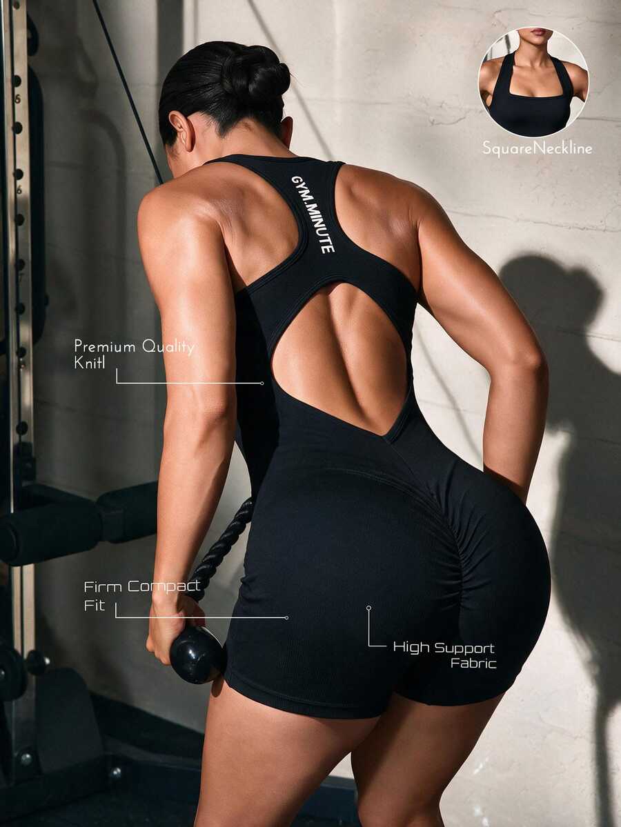 Solea Cove Solea Cove 女款休閒極簡運動連身褲 瑜伽健身 - 黑色 - 查看 1