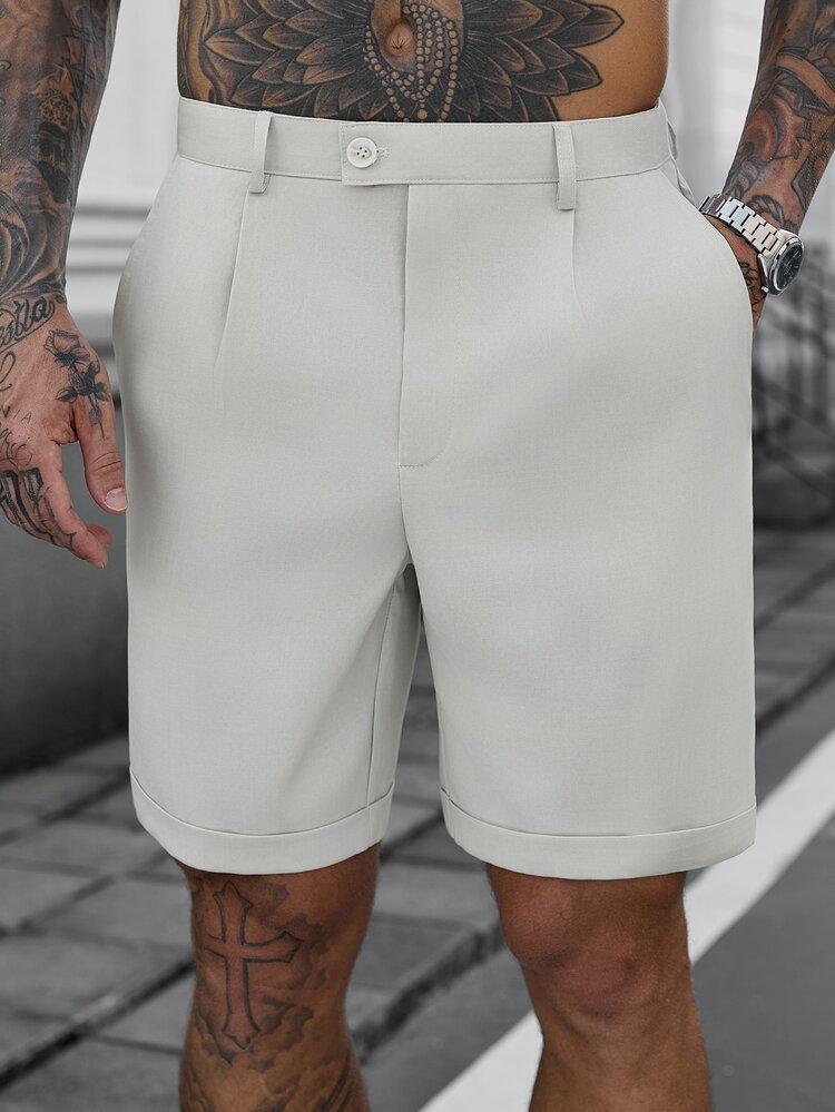 Manfinity Homme Men's Solid Color Front Button Pocket Casual Shorts Summer - Apricot - View 4