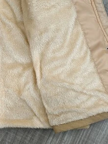 SHEIN Jaket Hamil Polos dengan Resleting dan Lapisan Termal, Kasual untuk Sehari-hari, 3-in-1 - Khaki - View 10