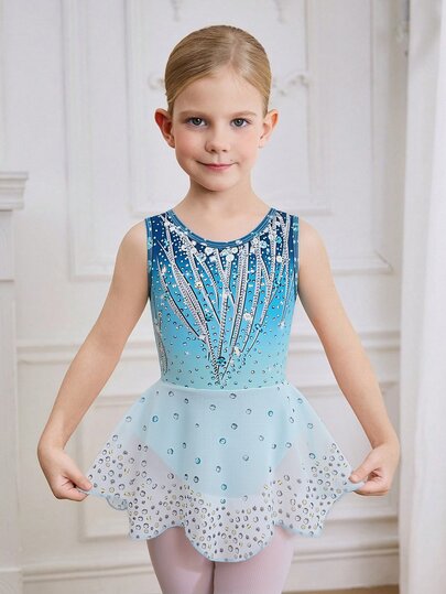 Young Girl' Elegant & Cute Blue Floral Print Sports Set, Comfortable & Soft, Fashionable For Vacation, Sports & Fitness