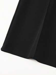 SHEIN LUNE CURVE Plus Size Women's Autumn/Winter Thin Solid Black Elastic Textured Fabric Minimalist Fitted Long Sleeve Ruched Single-Breasted Blazer And Matching Metal Button Decor Minimalist Fashion Straight Leg Pants Ultra Elastic Suit Set, Suitable For Business Commute And Daily Occasions - Black - View 8