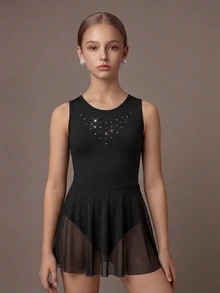 SHEIN 青少年女孩服飾 黑色秋季運動舞蹈服運動套裝，可愛，校園，返校季 - 黑色 - 查看 6