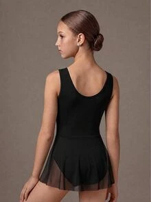 SHEIN 青少年女孩服飾 黑色秋季運動舞蹈服運動套裝，可愛，校園，返校季 - 黑色 - 查看 3