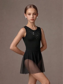 SHEIN 青少年女孩服飾 黑色秋季運動舞蹈服運動套裝，可愛，校園，返校季 - 黑色 - 查看 7