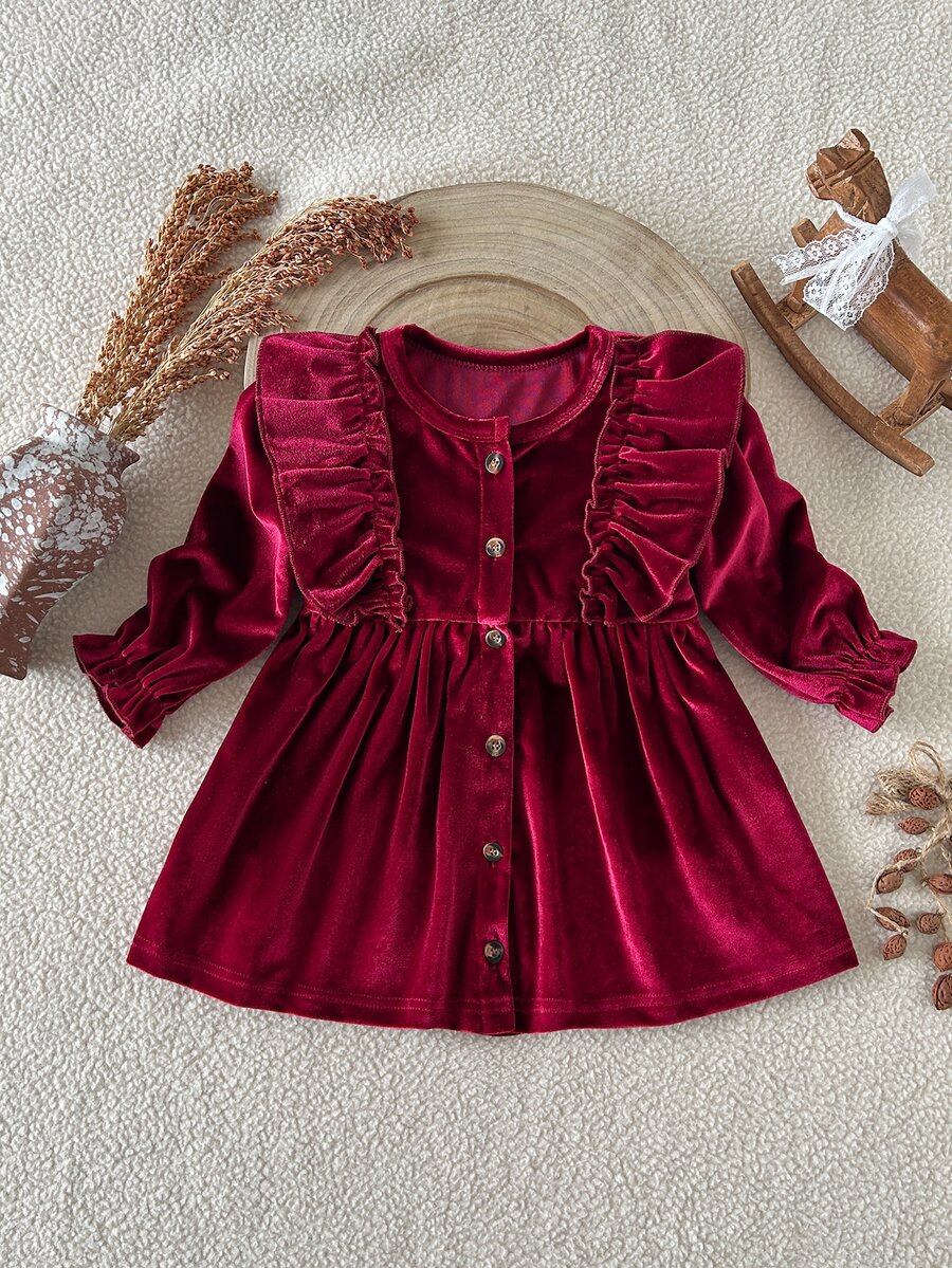 SHEIN 1pc Baby Girl Dress, Spring/Autumn Mori Style Embroidered Casual Dress For Toddlers