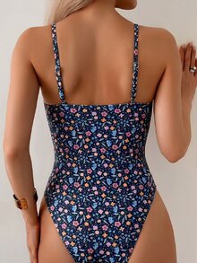 Oceva Women's Sexy One-Piece Random Leopard Print Deep V Spaghetti Strap Swimsuit - Multicolor - View 2