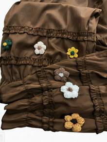 GlowEve CURVE Women's Plus Size Floral Ruched Brown Fashion Corset Capsule Wardrobe Pants Autumn Party Cocktail - Brown - View 4