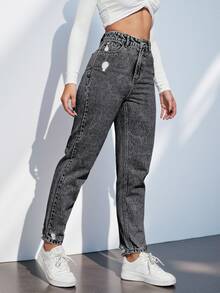 EMERY ROSE Jeans cónicos con cremallera - Gris Oscuro - Ver 5