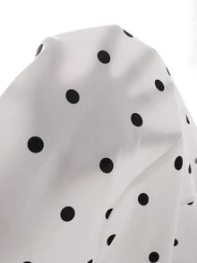 SHEIN Franclia Women's Elegant Black And White Polka Dot Dress For Daily Commute And Date, Double Layer Ruffle Hem - White - View 7