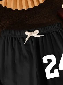 2件套男童数码元素印花渐变红黑T恤和裤子套装，时尚休闲舒适，适合所有季节。 - 彩色 - 查看 3
