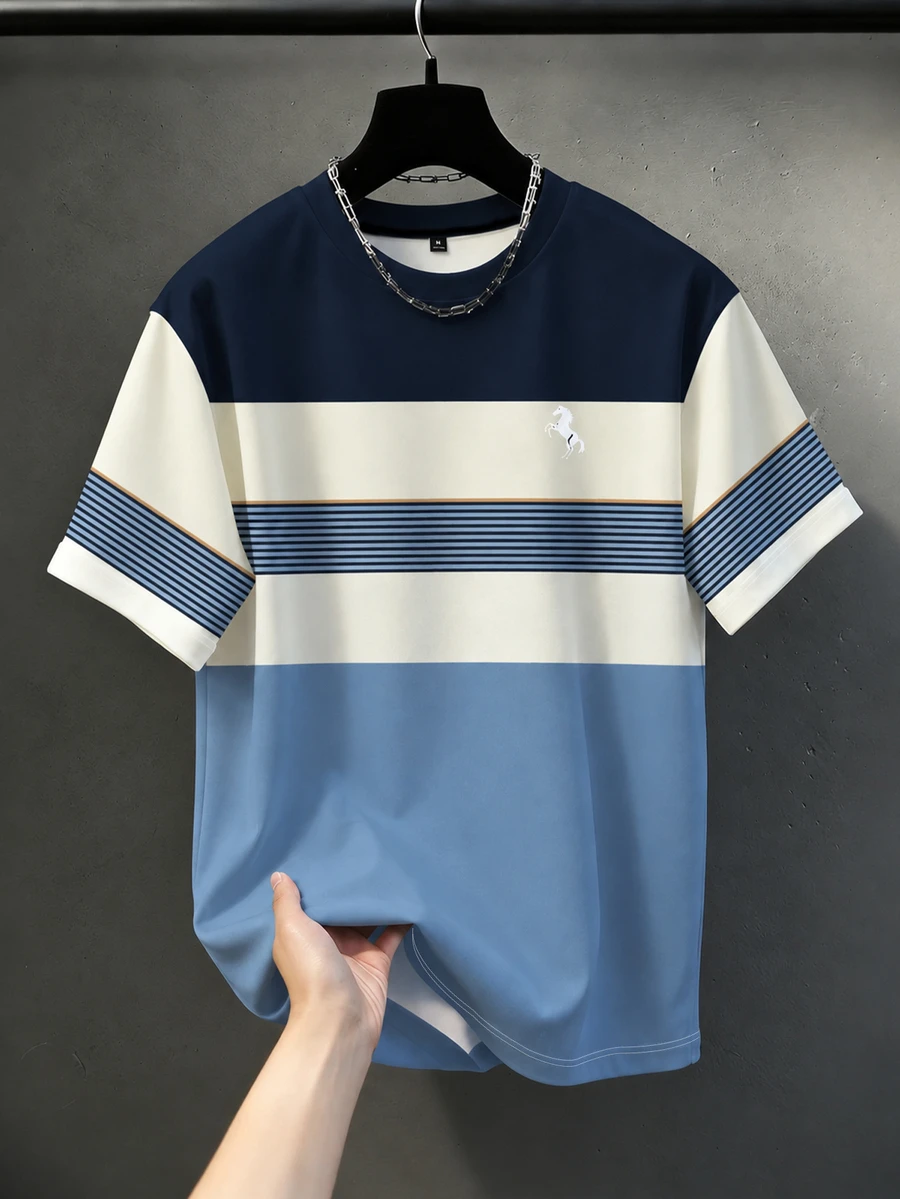 Manfinity Homme Duck Pattern Print Design On Abdominal Muscles, Men's Fashionable Summer Casual Sportswear, Men's Top - Blue - View 1