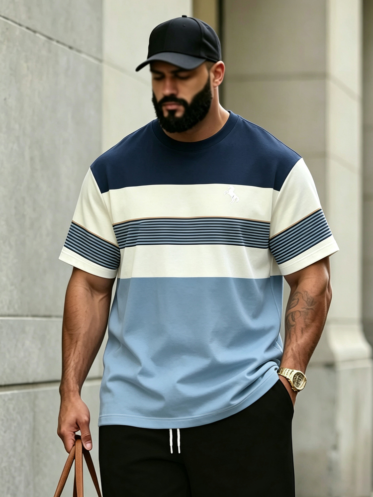 Manfinity Homme Duck Pattern Print Design On Abdominal Muscles, Men's Fashionable Summer Casual Sportswear, Men's Top - Blue - View 3