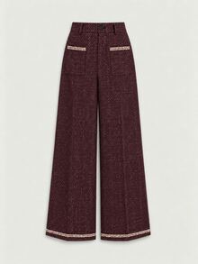 Franclia Plus Size Women's Elegant Daily Commute Formal Dinner Casual Professional Style Long Pants With Webbing Design And Printed Fabric Rose Gold Winter - Multicolor - View 5