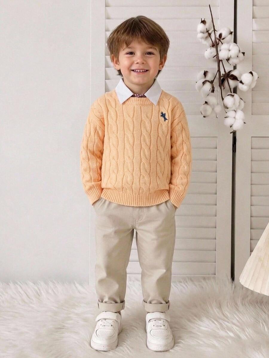 Genkimix Kids Baby Boy Autumn/Winter Fashion Striped Color Block Half-Button Knit Sweater Long Sleeve Shirt - Yellow - View 1