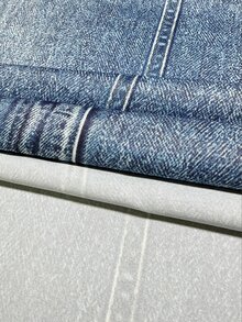 SHEIN Rok Denim Bermotif Elegan untuk Wanita, Kasual dan Cocok untuk Perjalanan Sehari-hari - Biru - View 3