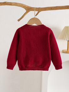 Souflis Souflis Baby Girl Fashionable Versatile Bow Decor Cardigan - Red - View 2