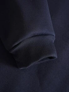 Manfinity Dauomo Sweatshirt Pria Kolor Kantong Huruf Casual - Navy Blue - View 4