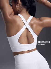 Powerista Zip Up Crisscross Backless Sports Bra - White - View 2
