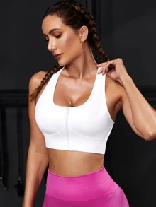 Powerista Zip Up Crisscross Backless Sports Bra - White - View 4
