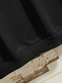 IslaSuriya Men Letter Graphic Thermal Lined Sweatshirt, Long Sleeve Top - Black - View 4