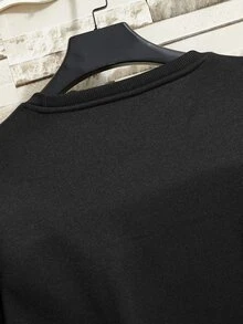 IslaSuriya Men Letter Graphic Thermal Lined Sweatshirt, Long Sleeve Top - Black - View 3