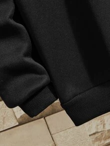 IslaSuriya Men Letter Graphic Thermal Lined Sweatshirt, Long Sleeve Top - Black - View 5