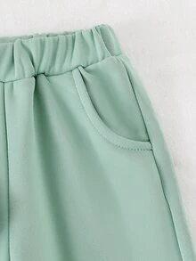 SHEIN 女嬰 2件組秋冬可愛彩色蝴蝶結圓領衛衣與寬鬆長褲套裝 幼兒休閒運動服套裝 秋季服飾 - 黑色 - 查看 4
