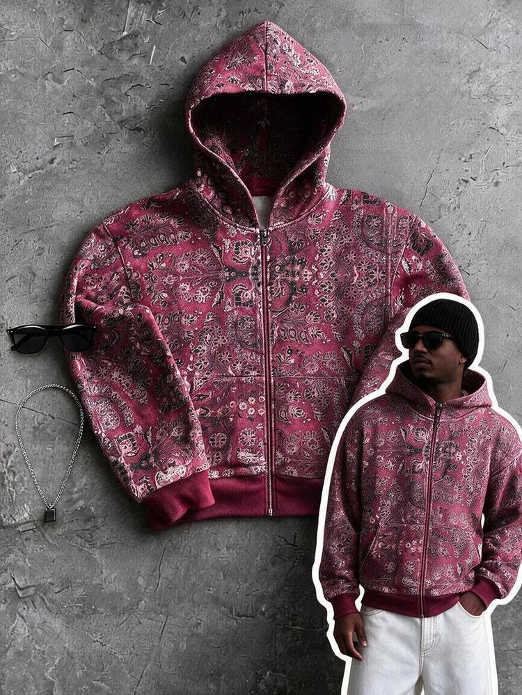 Neovey Men's Casual All-Over Print Hoodie Sweatshirt, Autumn/Winter, Long Sleeve Top - Multicolor - View 1
