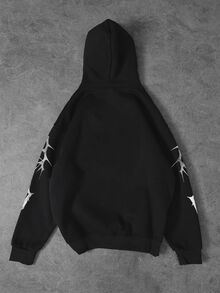 Sport MetroGents Men's Skull Graphic Sweatshirt Long Sleeve Loose Fit Versatile Sports Sweatshirt - Black - View 2