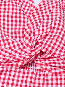 valorelle valorelle Red Plaid Halter Neck Mini A Line Dress For Women Sleeveless With Twist And Flared Hem Made Of Woven Fabric - Red - View 6