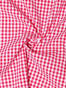 valorelle valorelle Red Plaid Halter Neck Mini A Line Dress For Women Sleeveless With Twist And Flared Hem Made Of Woven Fabric - Red - View 7