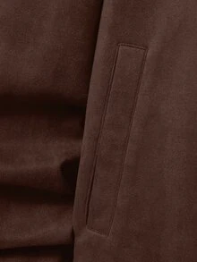 Calvornis Men 1pc Long Sleeve Zip Up Suedette Brown Jacket - Coffee Brown - View 3