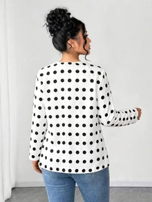 EMERY ROSE Plus Size Women White Open Front Blazer, Long Sleeve V Neck 1920 Vintage Elegant Office Formal Jacket, Fall Solid Tone Print Outerwear - Multicolor - View 4