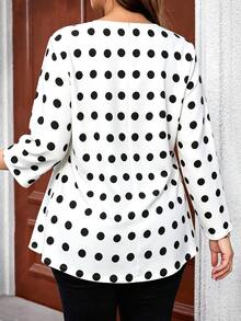 EMERY ROSE Plus Size Women White Open Front Blazer, Long Sleeve V Neck 1920 Vintage Elegant Office Formal Jacket, Fall Solid Tone Print Outerwear - Multicolor - View 2