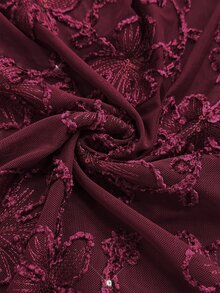 Firerie Plus Size Elegant Sexy Sequin Embroidered Cowl Neck Backless Halter Top - Red - View 9