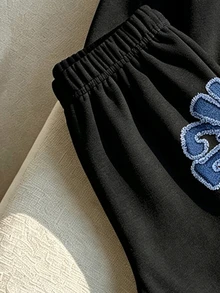 2件組小男孩酷炫圖案個性時尚印花連帽衛衣＋運動長褲套裝，適合假期派對、春秋冬季穿著，舒適休閒，秋季首選，街頭風戶外穿搭，開學聚會適用 - 彩色 - 查看 4