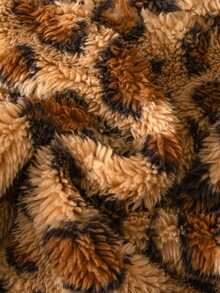 SHEIN Baby Girl Autumn/Winter Cute Leopard Print Hooded Faux Fur Jacket - Multicolor - View 5