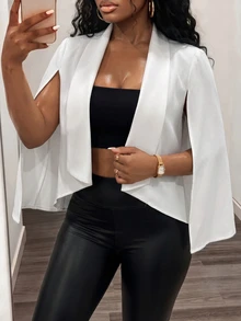 Zolique Women's Leopard Splice Lapel Cardigan Simple Blazer Jacket Old Money Style Business Women Teacher Outfits - White - View 5