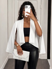 Zolique Women's Leopard Splice Lapel Cardigan Simple Blazer Jacket Old Money Style Business Women Teacher Outfits - White - View 7