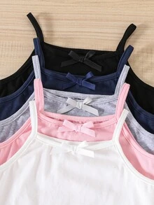 SHEIN 可愛女嬰吊帶內衣套裝，Bralette風格，細肩帶設計，周歲白色、嬰兒粉、粉色、嬰兒藍、黑色，冬季款 - 彩色 - 查看 5