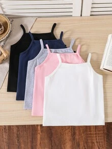 SHEIN 可愛女嬰吊帶內衣套裝，Bralette風格，細肩帶設計，周歲白色、嬰兒粉、粉色、嬰兒藍、黑色，冬季款 - 彩色 - 查看 4