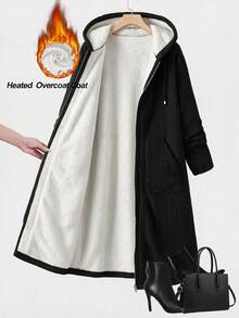 Reflora Jaket Wanita Ukuran Besar Warna Polos Berlapisan Termal Kasual Longgar Serbaguna untuk Musim Dingin, Cocok untuk Liburan dan Jalan-jalan, Warna Hitam - Hitam - View 1