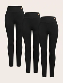 SHEIN 兒童 3件組 青少年女孩內搭褲 - 黑色 - 查看 2