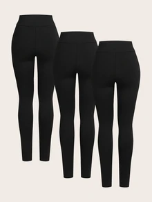 SHEIN 兒童 3件組 青少年女孩內搭褲 - 黑色 - 查看 5