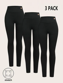 SHEIN 兒童 3件組 青少年女孩內搭褲 - 黑色 - 查看 9