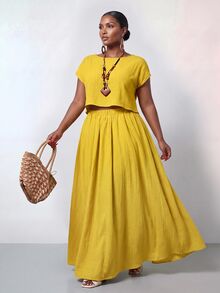 Zivah 秋冬新品/女士秋季服装/万圣节/秋季/冬季女士服装/大码秋季服装/复活节/西部风/海滩风/波西米亚风/波西米亚风女装/女士节日服装/锐舞派对/复活节女装/老钱风女装/乡村音乐会服装/外出服装/仙女风/节日服装/机场 - 黃色 - 查看 1