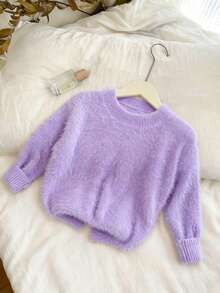 Genkimix Kids Girls' Sweater, Blue Color For Autumn/Winter Wear, Simple Baby Princess And Fashionable. For Christmas, New Year, Spring Festival, Nursery - Purple - View 7