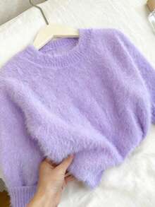 Genkimix Kids Girls' Sweater, Blue Color For Autumn/Winter Wear, Simple Baby Princess And Fashionable. For Christmas, New Year, Spring Festival, Nursery - Purple - View 4