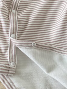 SHEIN Newborn Baby Girl & Boy 3-Piece Set, Cream, Striped, Light Brown Solid Color, Cross Front, Comfortable, Cute, Fun, Elegant, Minimalist, Fashionable, Long Sleeve, Elastic, Romper, Bodysuit, Multi-Piece Set - Multicolor - View 5